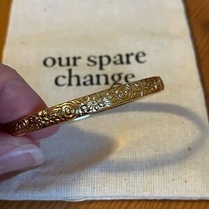 Gold Floral Engraved Bangle